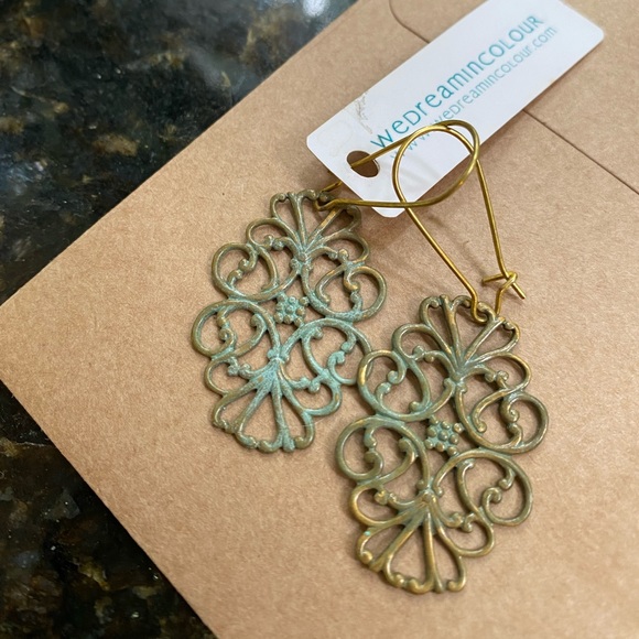 We Dream in Colour Jewelry - Brass Antique-Inspired Drop Earrings - NWT